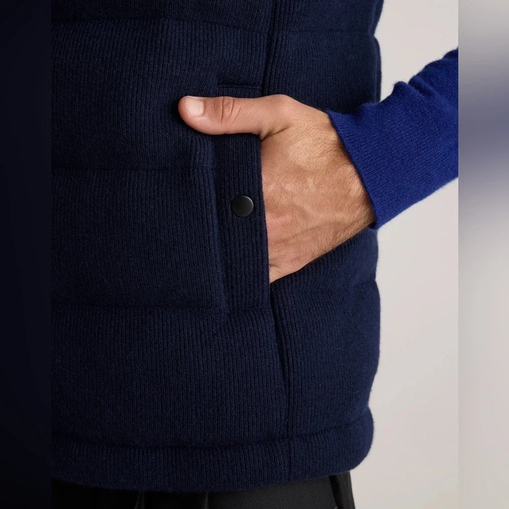 Quince Men's Mongolian Cashmere Puffer Vest Outerwear Blue L